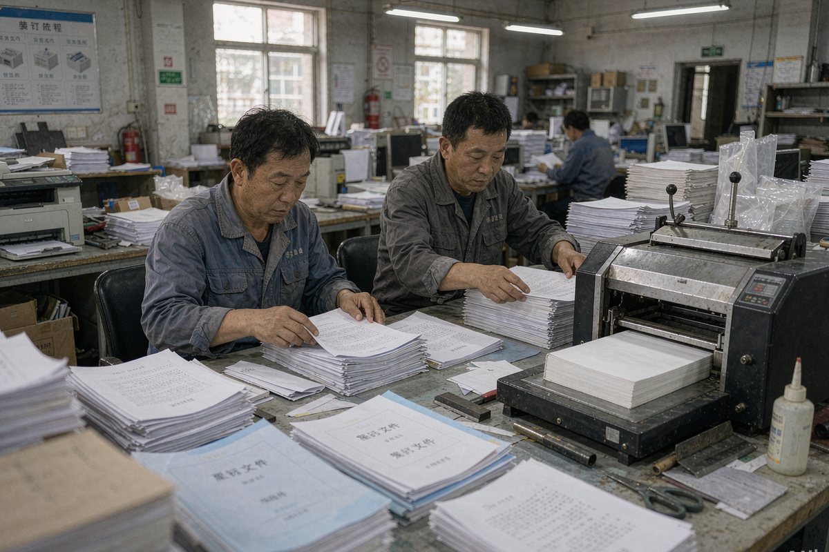 标书装订车间整理投标文件