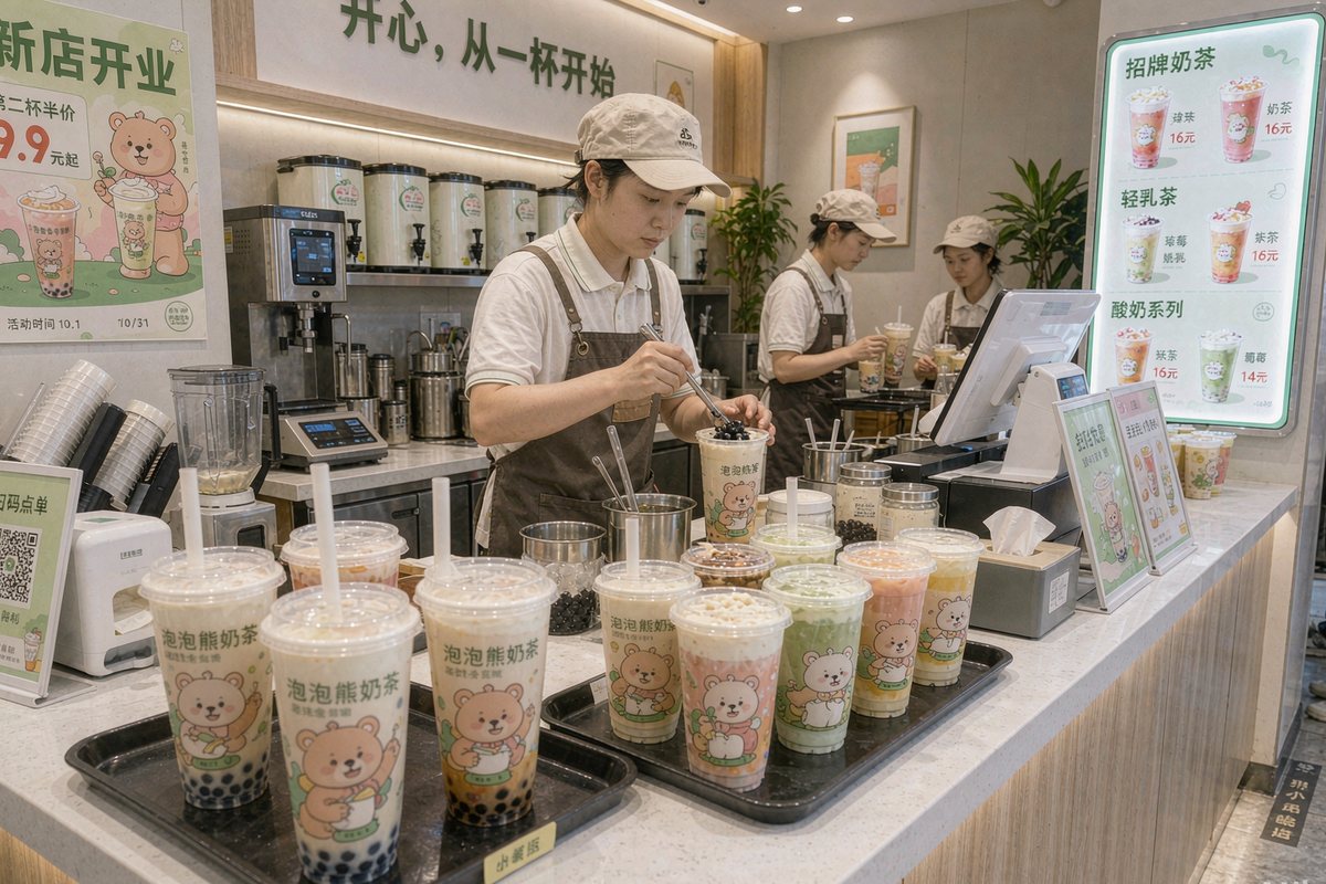 奶茶连锁店物料陈列